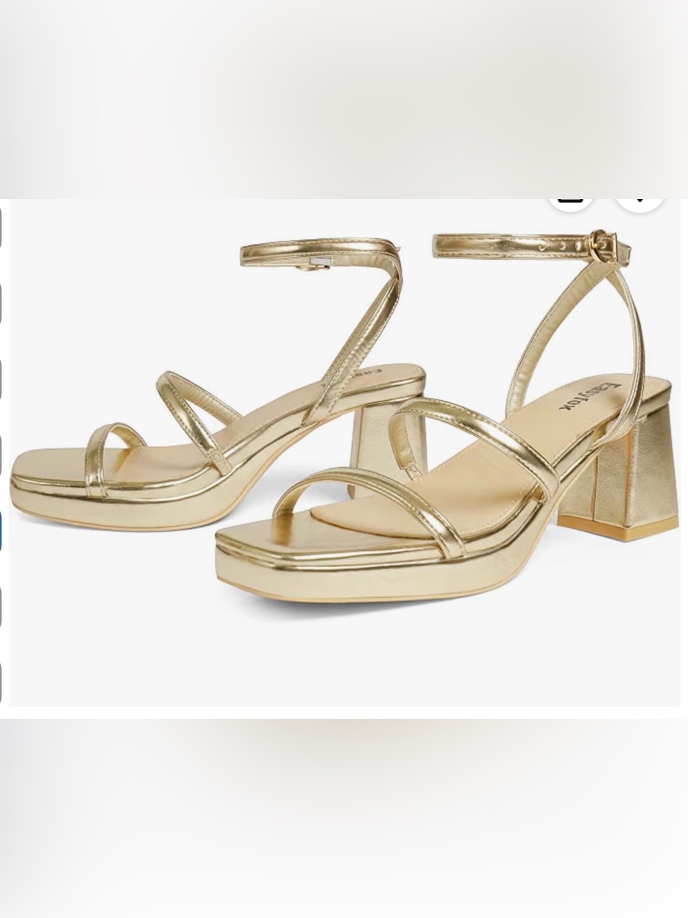 Easyfox Strappy Open Toe Chunky Platform Heel Sandals Gold Size 10